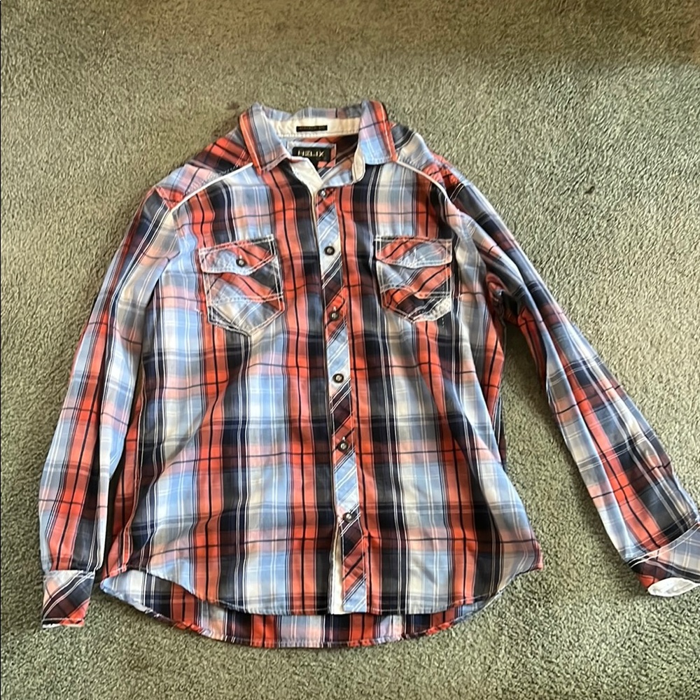 Helix XL Multicolor Plaid Button-Up Shirt in Great Condition